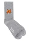 Maison Kitsuné Fox Design Mid-calf Socks With Ribbed Cuff In Blue