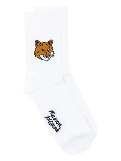 Maison Kitsuné Fox-head Socks In White
