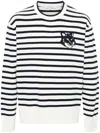 Maison Kitsuné Maison Kitsune' Fox Head Striped Cotton Sweater In Blue