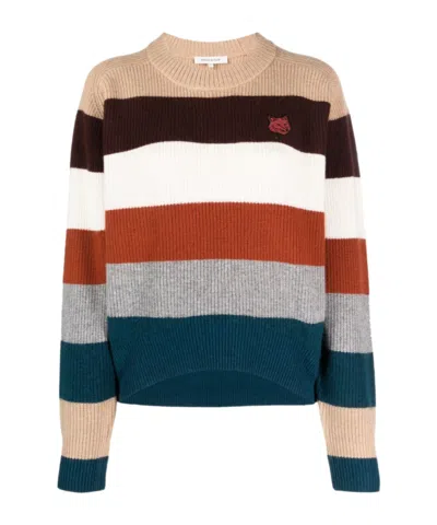 MAISON KITSUNÉ FOX HEAD STRIPED JUMPER