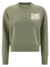 Maison Kitsuné Contrast Fox Head Sweater In Green