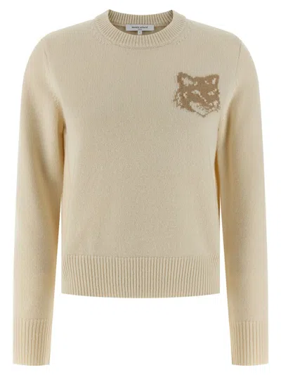 Maison Kitsuné Fox Head Intarsia Merino Jumper In White