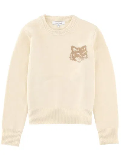 Maison Kitsuné "fox Head" Sweater In Neutral
