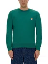 Maison Kitsuné Carhartt Wip Black Cotton Alumni Sweat In Green