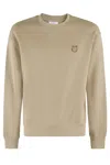 Maison Kitsuné Man Sweatshirt Sage Green Size L Cotton In Neutral