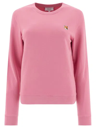 Maison Kitsuné Fox Head Regular Fit Unisex Sweatshirt In Pink