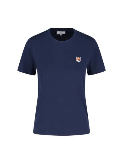 Maison Kitsuné 'fox Head' T-shirt In Blue