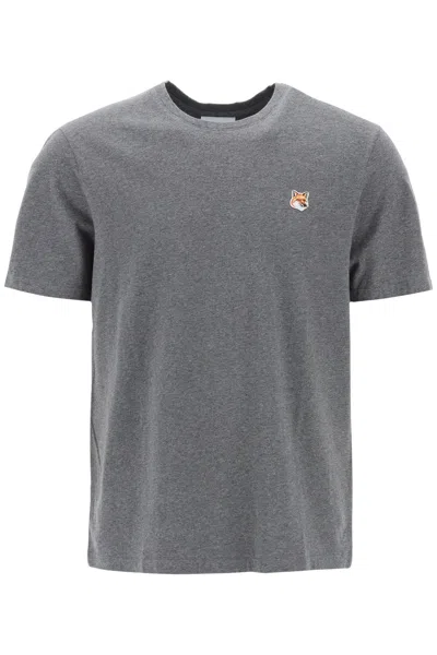 Maison Kitsuné Gray Fox Head T-shirt In Dark Grey Melange