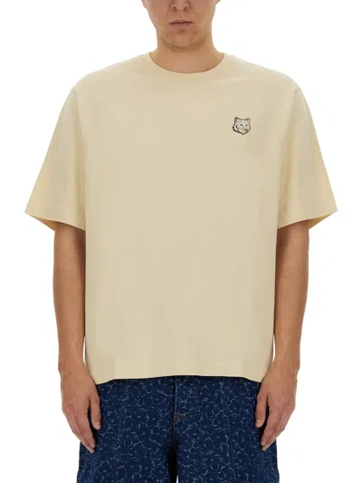 Maison Kitsuné "fox Head" T-shirt In Ivory