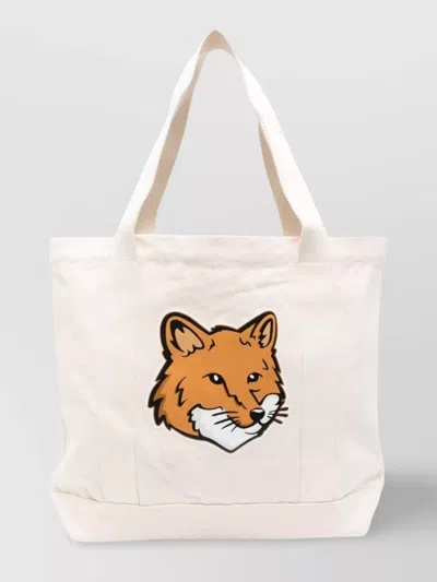 Maison Kitsuné Fox Head Tote Bag In Nude
