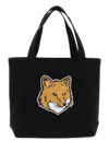 Maison Kitsuné Canvas Fox Head Tote Bag In Black