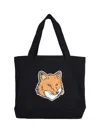 Maison Kitsuné Fox Head Tote Bag In Black  