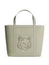 Maison Kitsuné Fox Head Tote Bag In Green