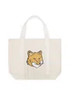 Maison Kitsuné Fox Head Tote Bag In Neutrals