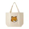 Maison Kitsuné Fox Head Tote Bag In Neutral