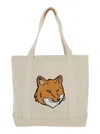 Maison Kitsuné Fox Head Tote Bag In White