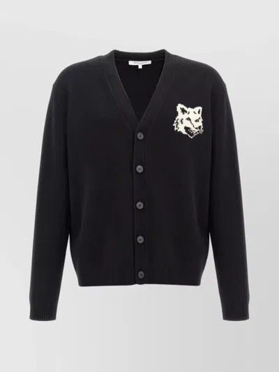 MAISON KITSUNÉ 'FOX HEAD V-NECK CARDIGAN'