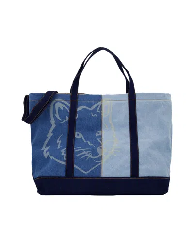 Maison Kitsuné Fox Head Weekender Shopper Bag - Maison Kitsune - Denim - Blue