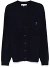 Maison Kitsuné Wool Blend Cardigan With Embroidered Foxy Patch On The Front