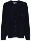 Maison Kitsuné Bold Fox Head Wool Cardigan In Blue