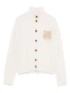 Maison Kitsuné Fox Head Intarsia Merino High Neck Cardigan Knitwear Beige In Neutral