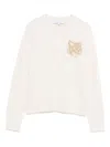 Maison Kitsuné Fox Head Wool Crewneck Jumper In Neutral