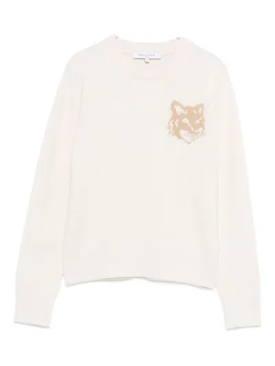MAISON KITSUNÉ FOX HEAD WOOL CREWNECK JUMPER