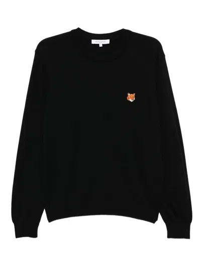 MAISON KITSUNÉ MAISON KITSUNE' FOX HEAD WOOL CREWNECK SWEATER