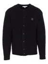 Maison Kitsuné Fox Head Wool Ribbed Cardigan Clothing In Black