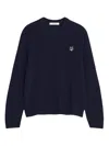 Maison Kitsuné Fox Head Milano Lambswool Jumper In Blue