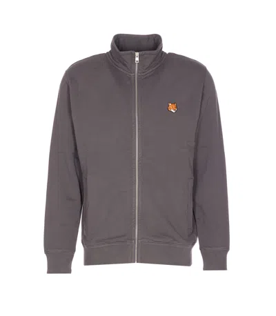 Maison Kitsuné Fox Head Zipped Sweatshirt In Purple