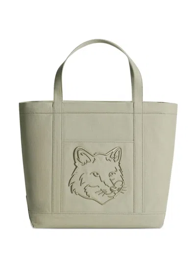 Maison Kitsuné Fox Hethe D Tote Handbag In Green