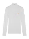 Maison Kitsuné Light Grey Wool And Cotton Turtleneck In Gray