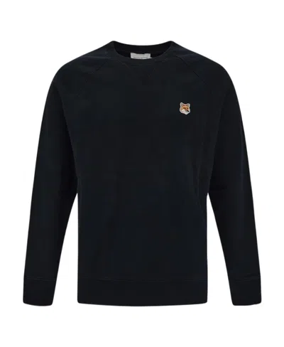 Maison Kitsuné Fox Logo-embroidered Sweatshirt In Black