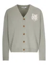 Maison Kitsuné Fox Motif Buttoned Cardigan In Gray
