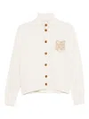 Maison Kitsuné 'fox Head' Inlay Wool Cardigan In White