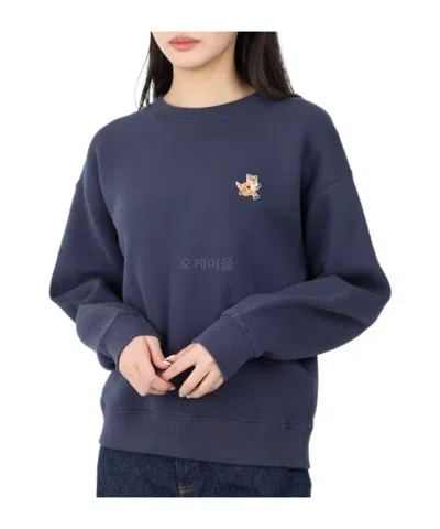 Maison Kitsuné Fox-motif Cotton Sweatshirt In Blue