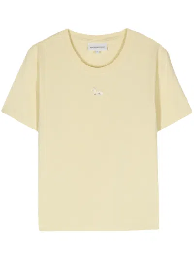 Maison Kitsuné Fox-motif Cotton T-shirt In 黄色