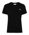 Maison Kitsuné Black Crewneck T-shirt With Baby Fox Logo Patch On The Front In Cotton Woman In Black