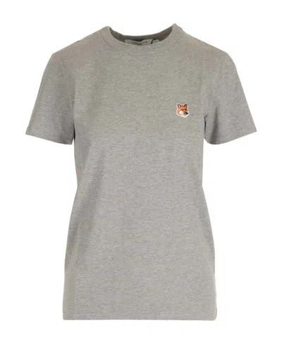 Maison Kitsuné Fox-motif Cotton T-shirt In Gray
