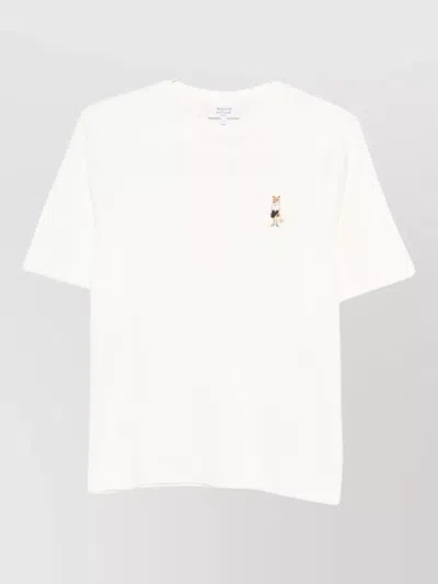Maison Kitsuné Fox Motif Cotton T Shirt Short Sleeves In White