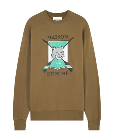 Maison Kitsuné Fox Motif Crewneck Sweatshirt In Brown