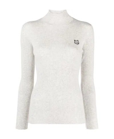 Maison Kitsuné Fox-motif High-neck Jumper In White