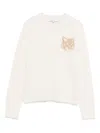 Maison Kitsuné Fox Head Wool Crewneck Jumper In Yellow