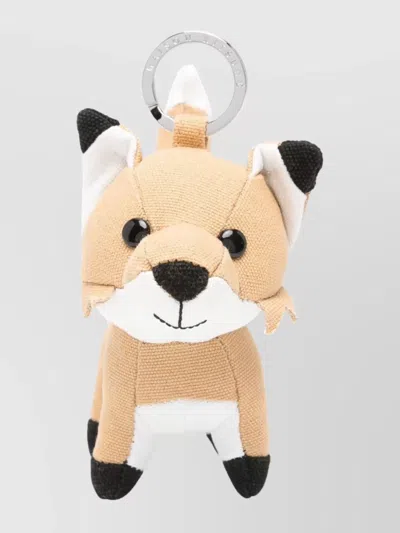 Maison Kitsuné Fox Motif Plush Bag Charm In Brown