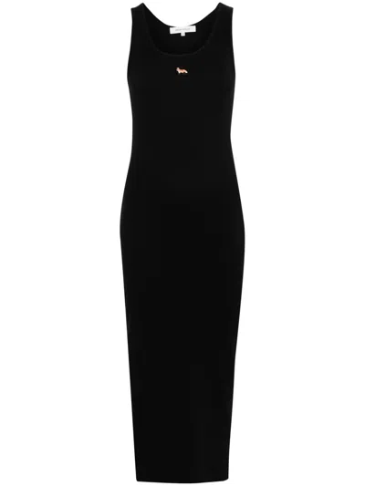 Maison Kitsuné Baby Fox Ribbed Tank Dress In Black