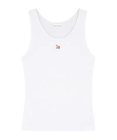 MAISON KITSUNÉ MAISON KITSUNÉ FOX-MOTIF SLEEVELESS RIBBED TANK TOP