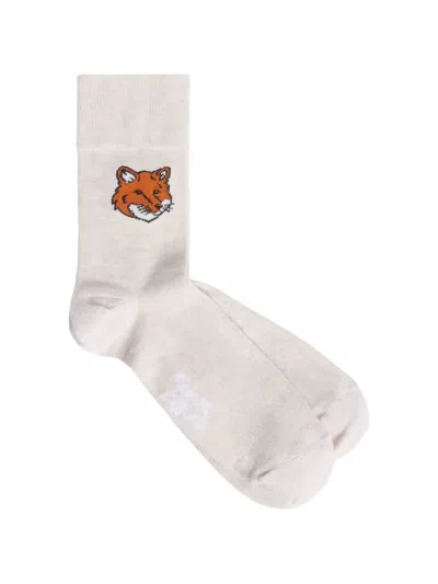 Maison Kitsuné Fox-motif Socks In Gray