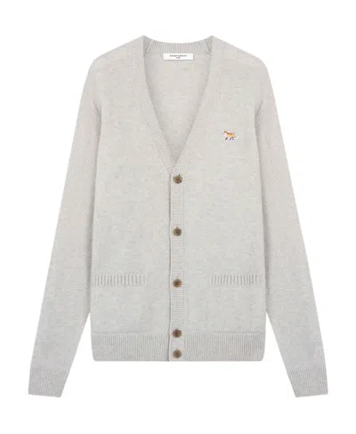 Maison Kitsuné Fox-motif V-neck Cardigan In Grey