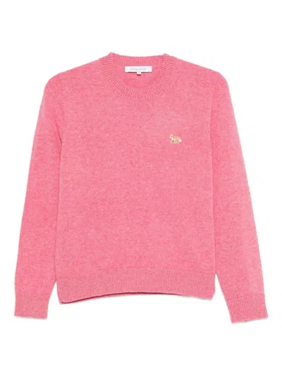 Maison Kitsuné Fox-motif Wool Sweater In Pink